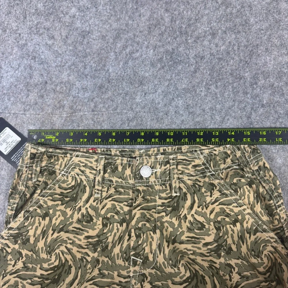 True Religion Mens Abstract Swirl Camo Cargo Pants Green Tan Size 28 NWT